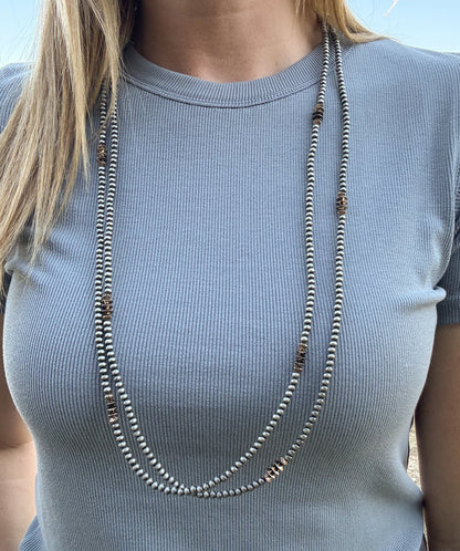 66” Dainty Faux Navajo Pearls & Gold