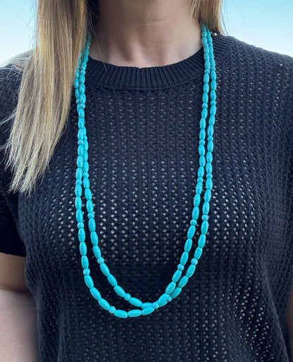 66” Turquoise Faux Necklace