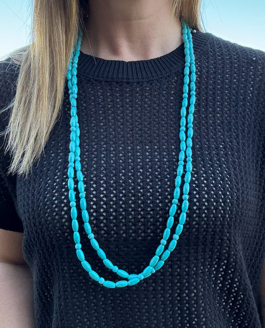 66” Turquoise Faux Necklace