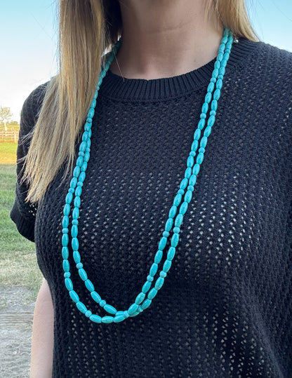 66” Turquoise Faux Necklace