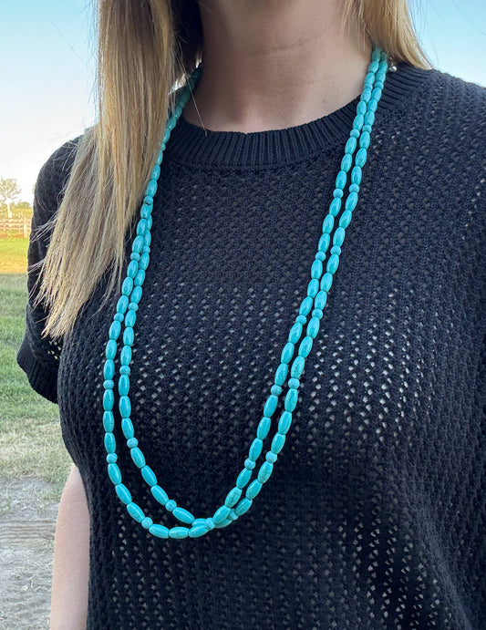 66” Turquoise Faux Necklace