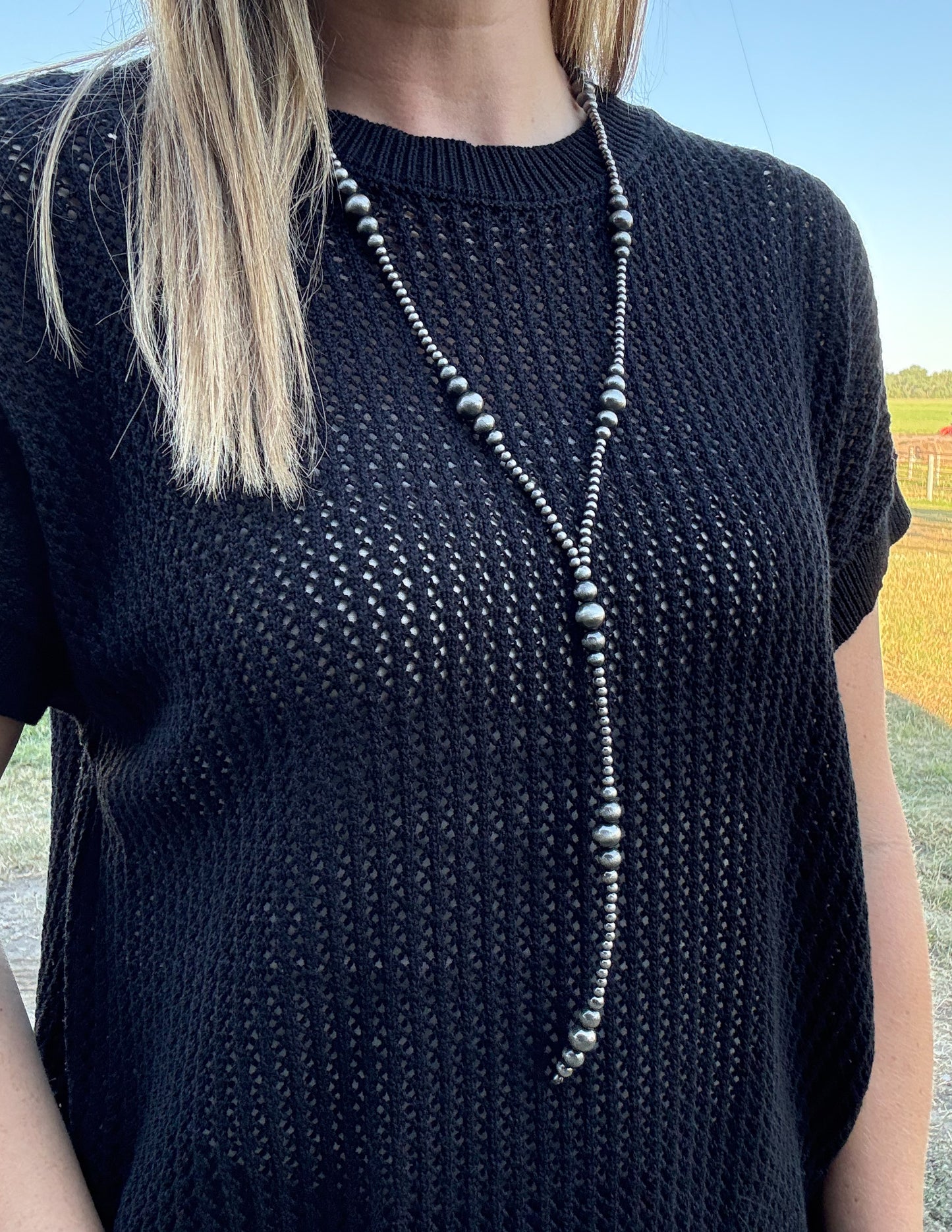 Faux Navajo Pearl Tassel Necklace