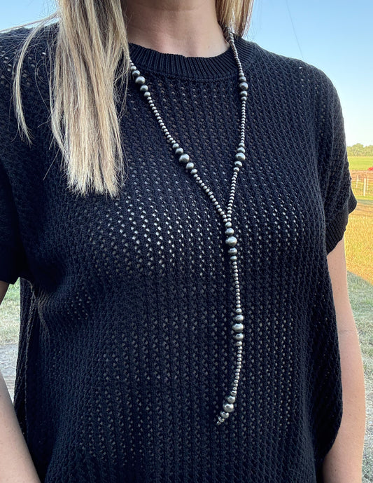 Faux Navajo Pearl Tassel Necklace