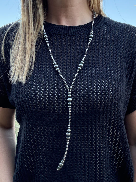 Faux Navajo Pearl Tassel Necklace