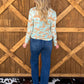 Turquoise Desert Burnout 3D Mesh Top