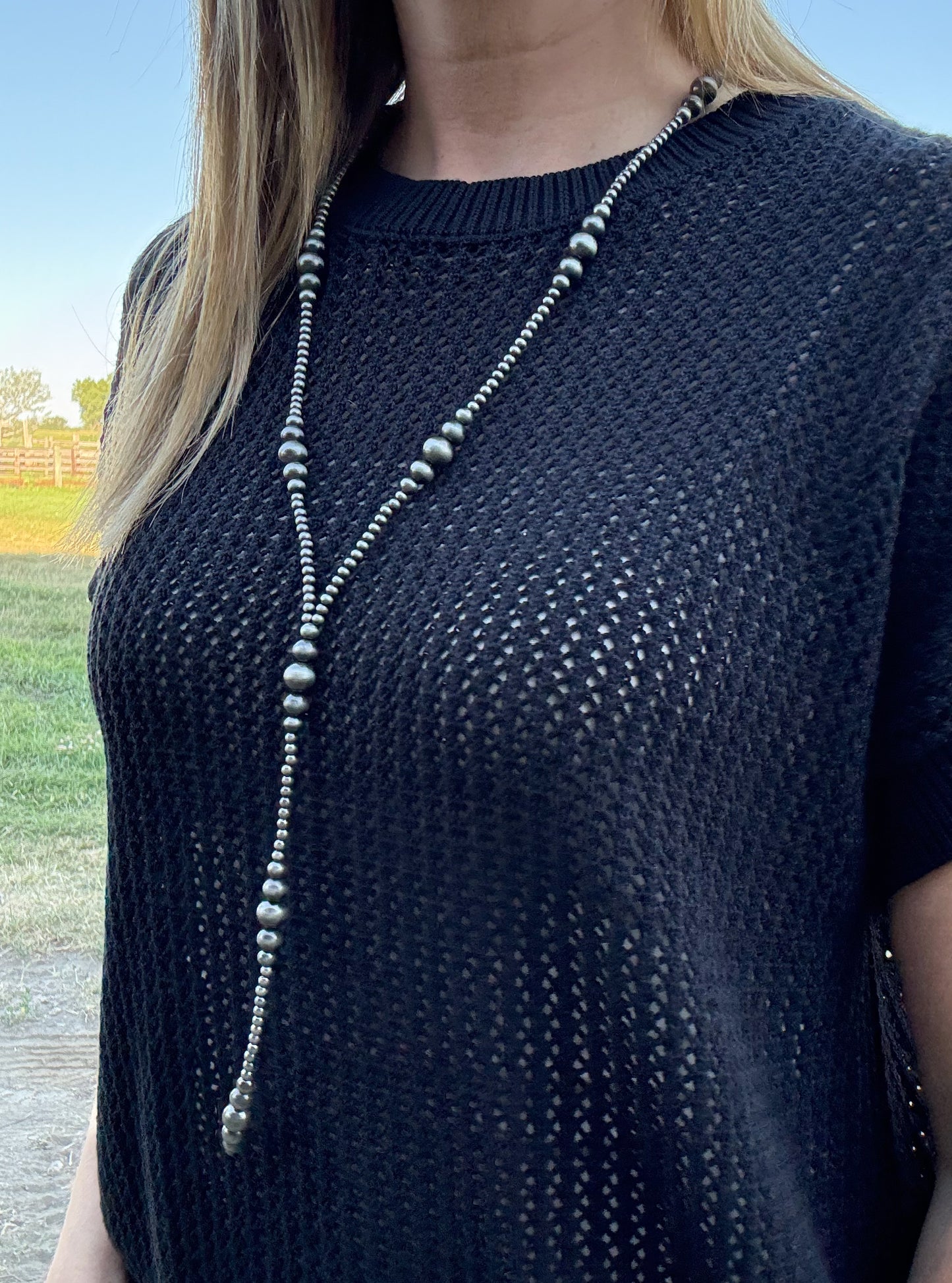 Faux Navajo Pearl Tassel Necklace