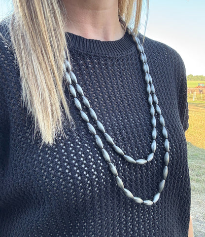 30” Elongated Faux Pearl Necklace