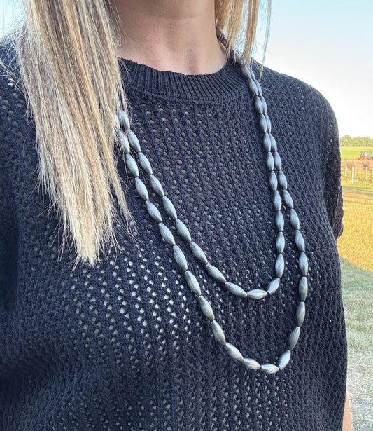 30” Elongated Faux Pearl Necklace