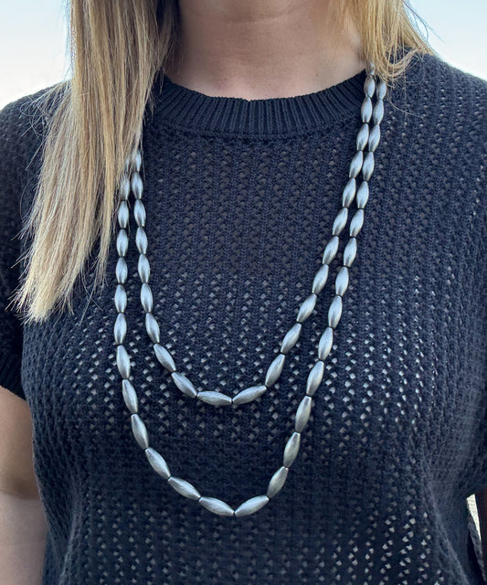 30” Elongated Faux Pearl Necklace