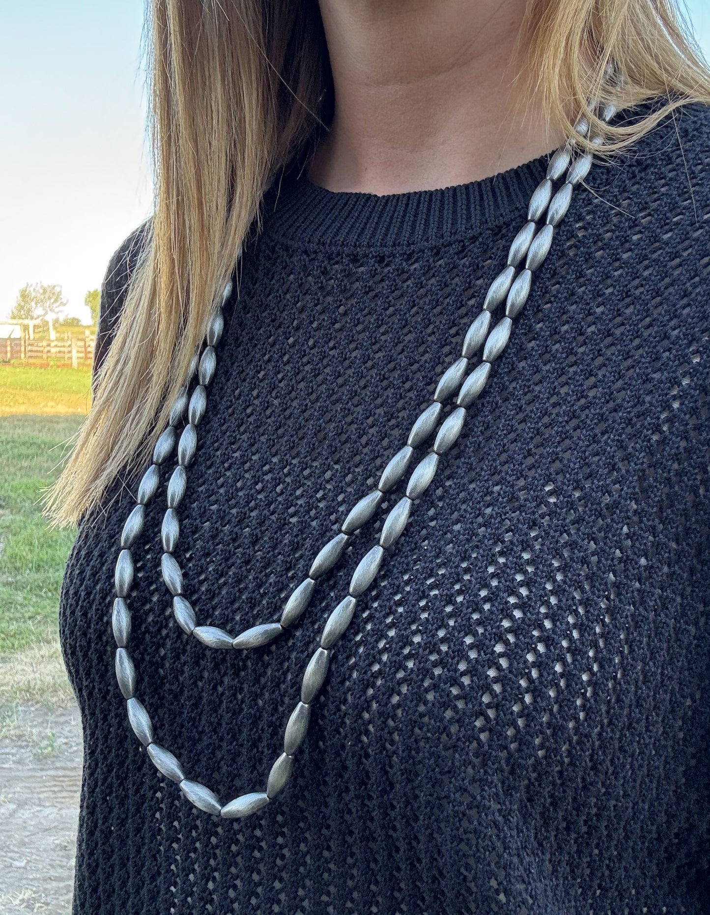30” Elongated Faux Pearl Necklace