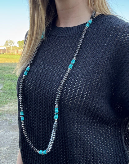 40” Burnished Silver Disc Necklace