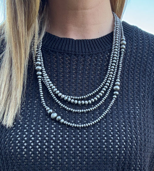 22” 4 Strand Faux Navajo Pearl Necklace