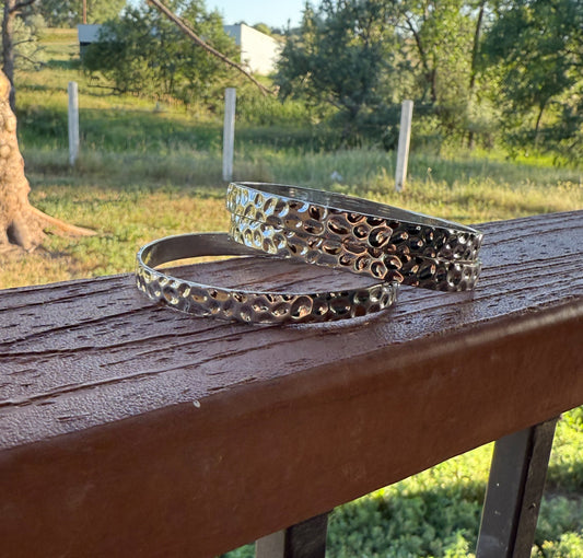 18K Gold Plated Hammered Bangles