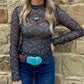 Midnight Aztec Mesh Top