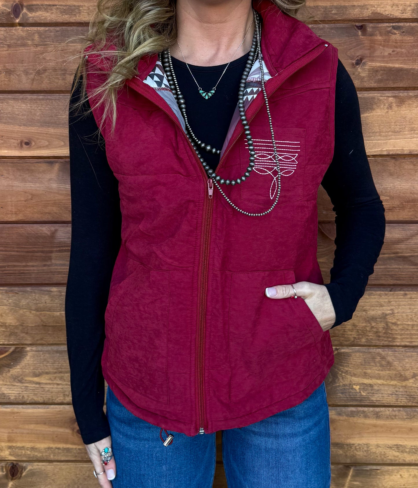 Boot Stitch Vest *Wine