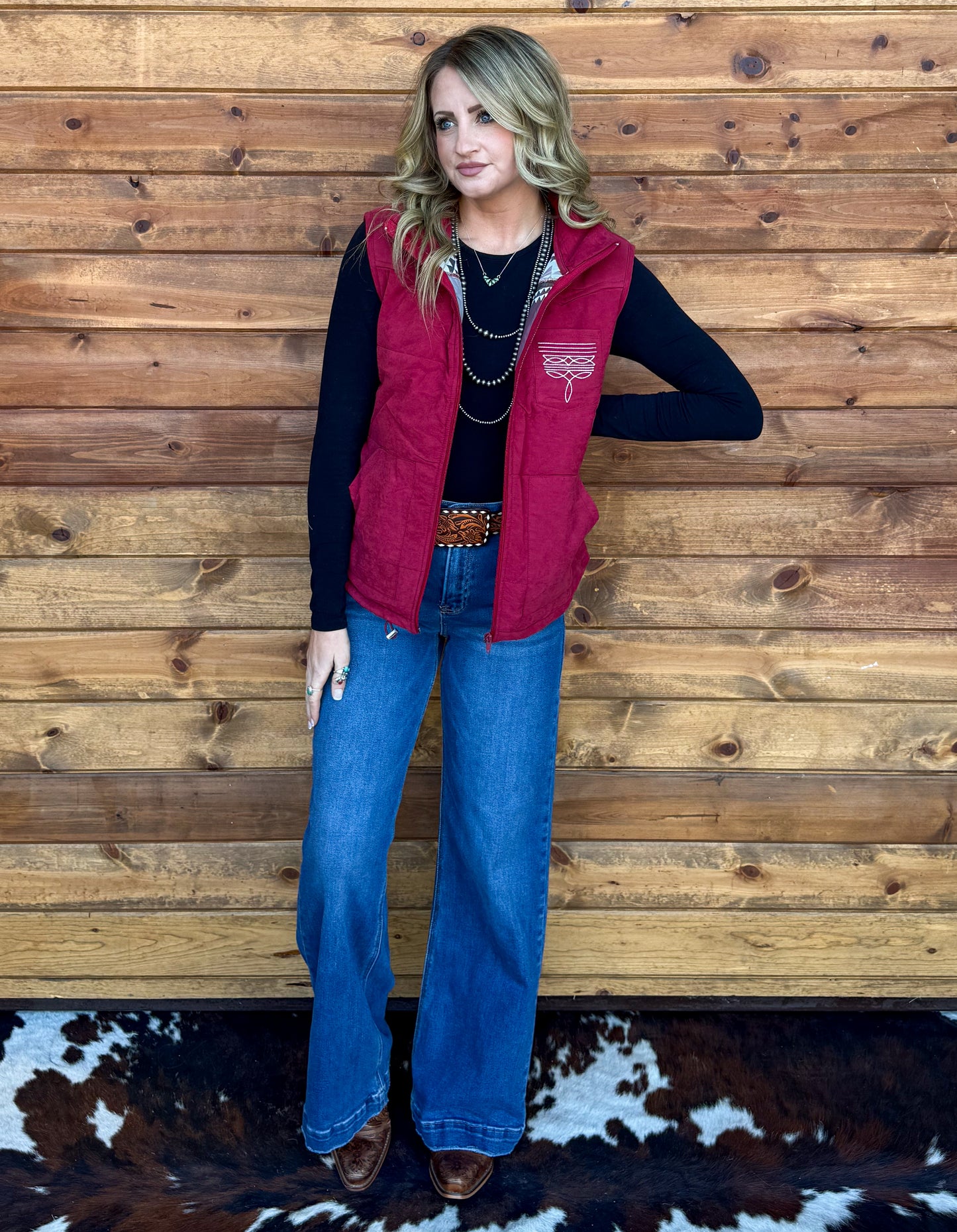 Boot Stitch Vest *Wine