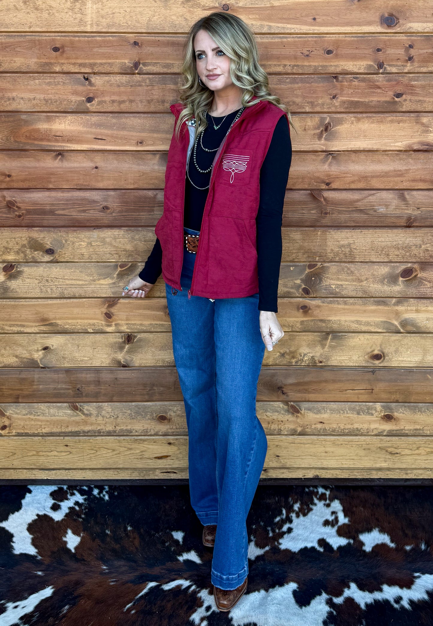 Boot Stitch Vest *Wine