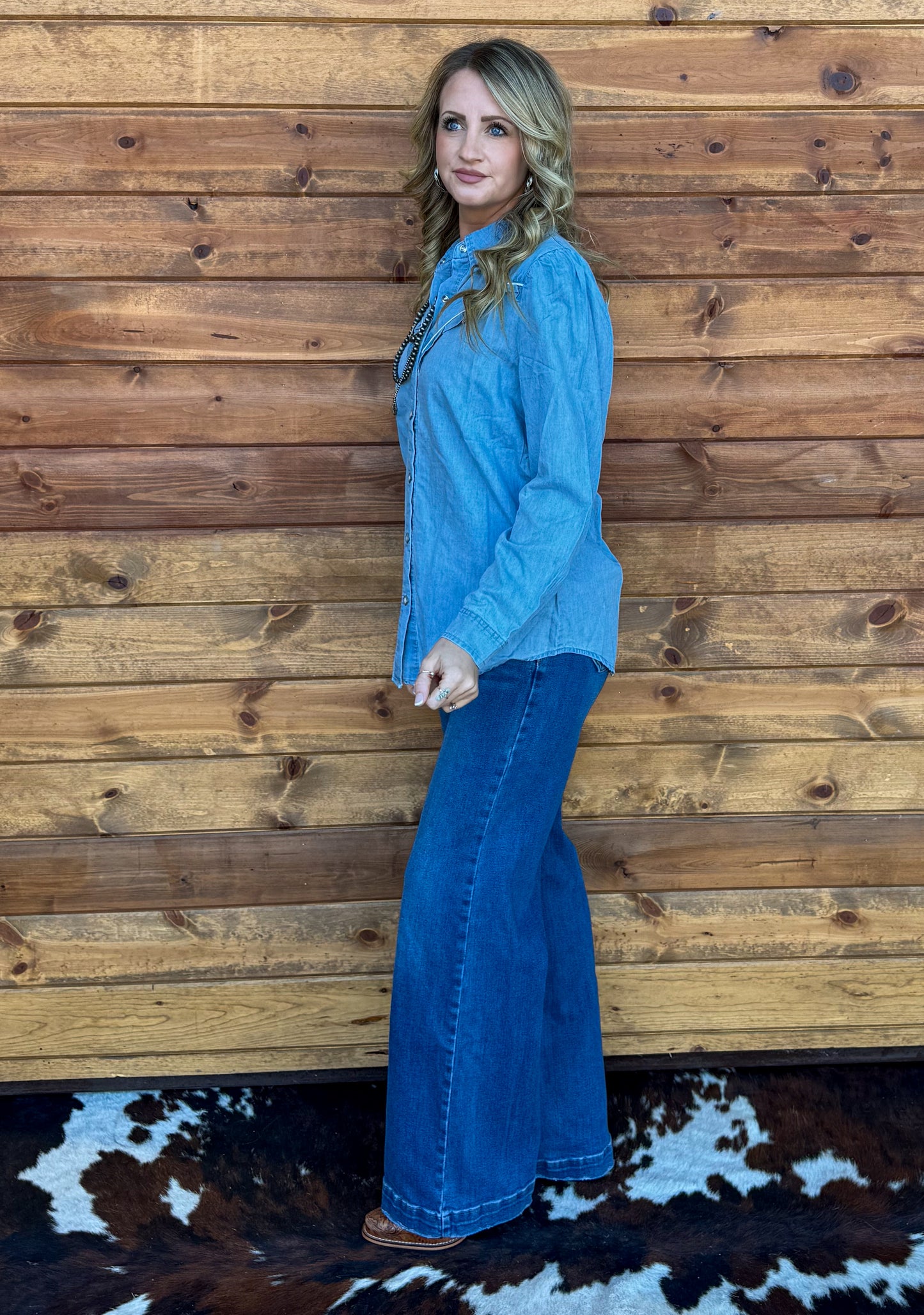 Rowdy Ruffles Denim Top *Light Wash