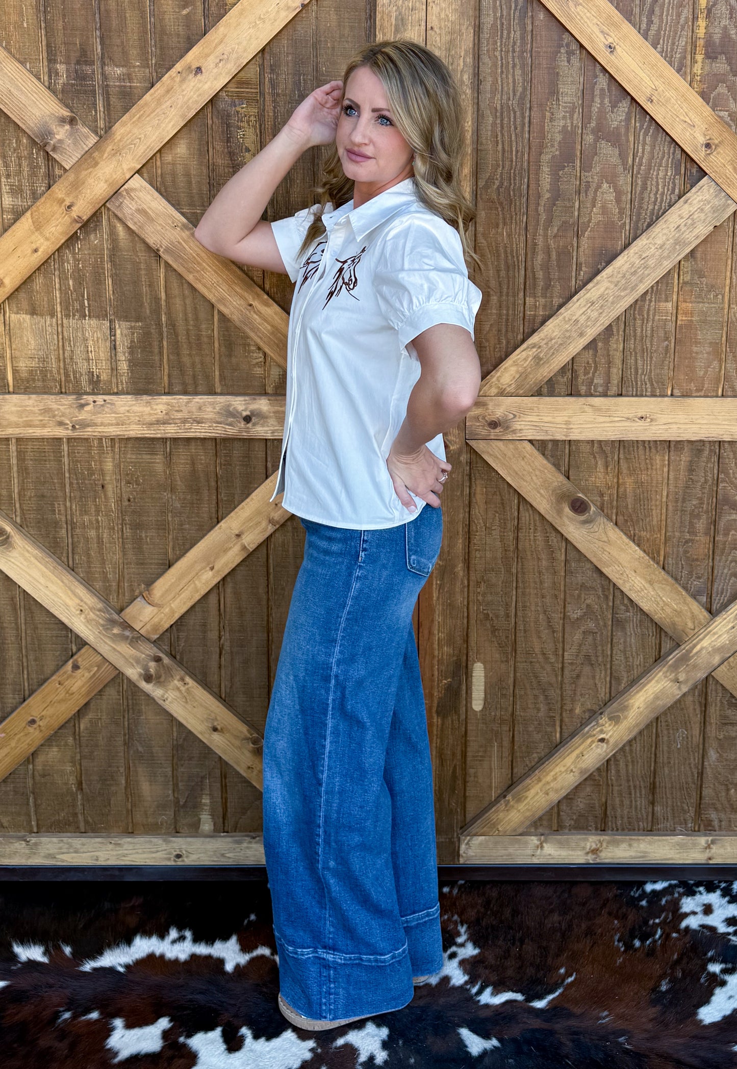 Horse Button-Up Top