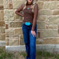 Lariat Lace Mesh Top *Chocolate