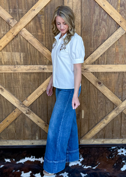 Horse Button-Up Top