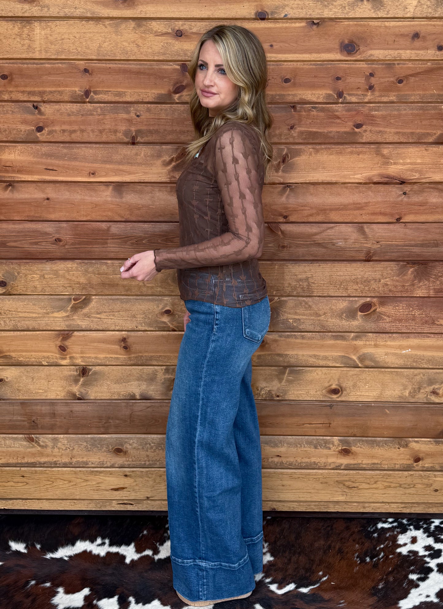 Lariat Lace Mesh Top *Chocolate