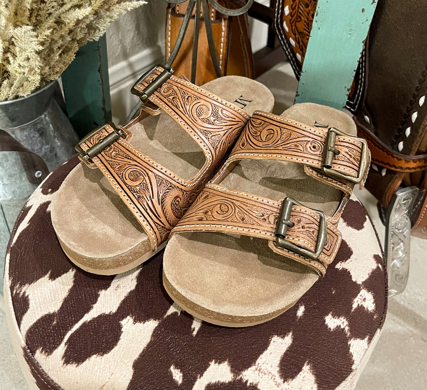 Darla Hand-Tooled Sandals