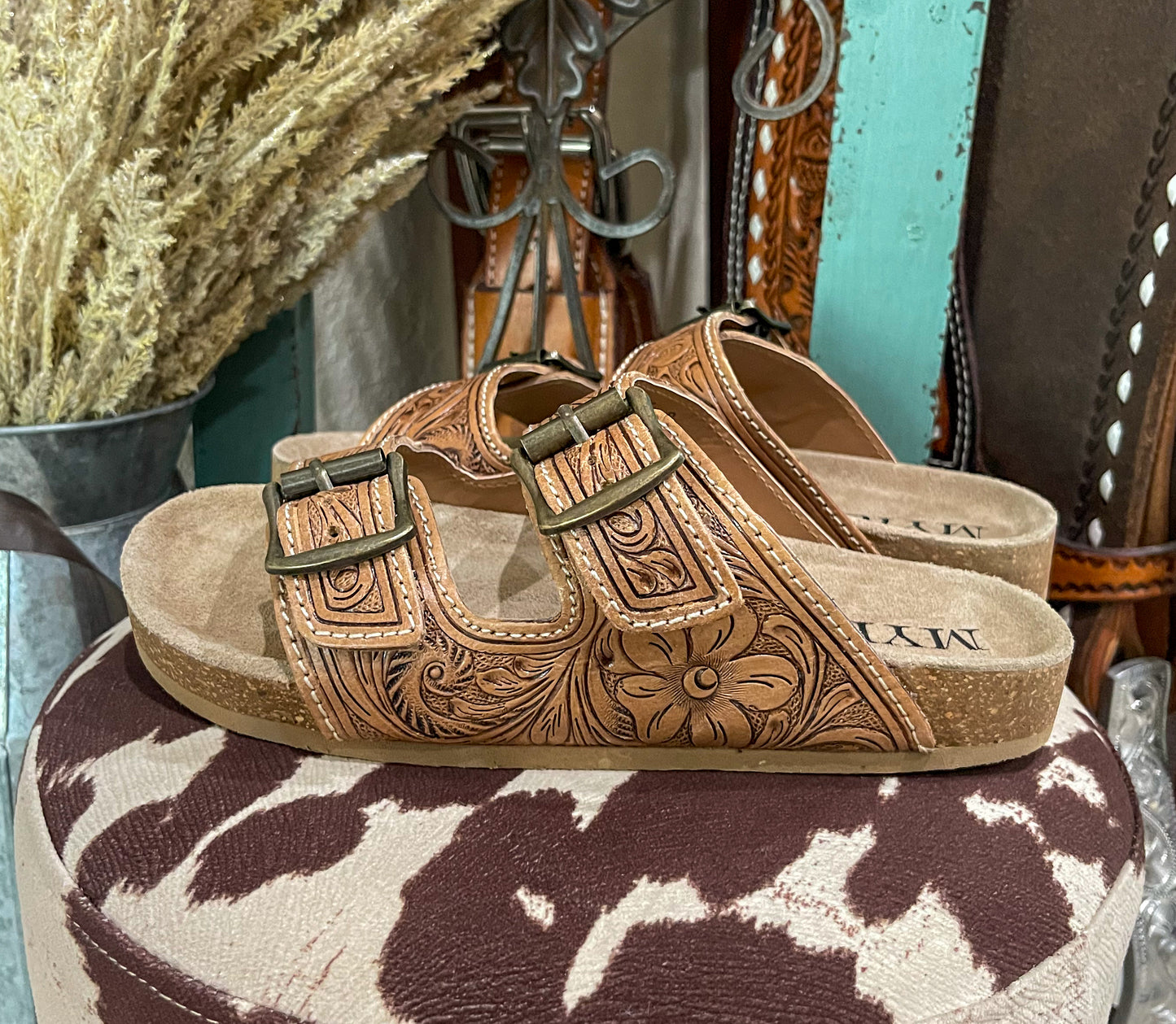 Darla Hand-Tooled Sandals