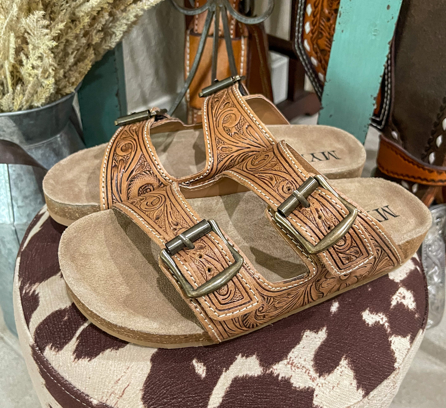 Darla Hand-Tooled Sandals