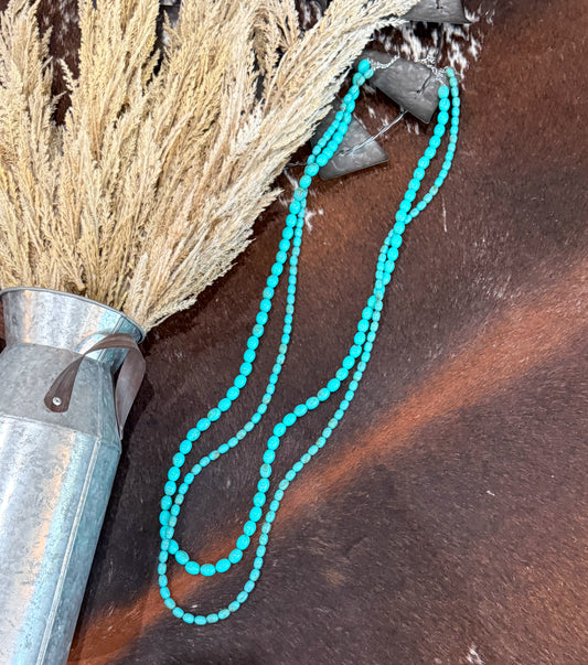 50” 2 Strand Turquoise Necklace