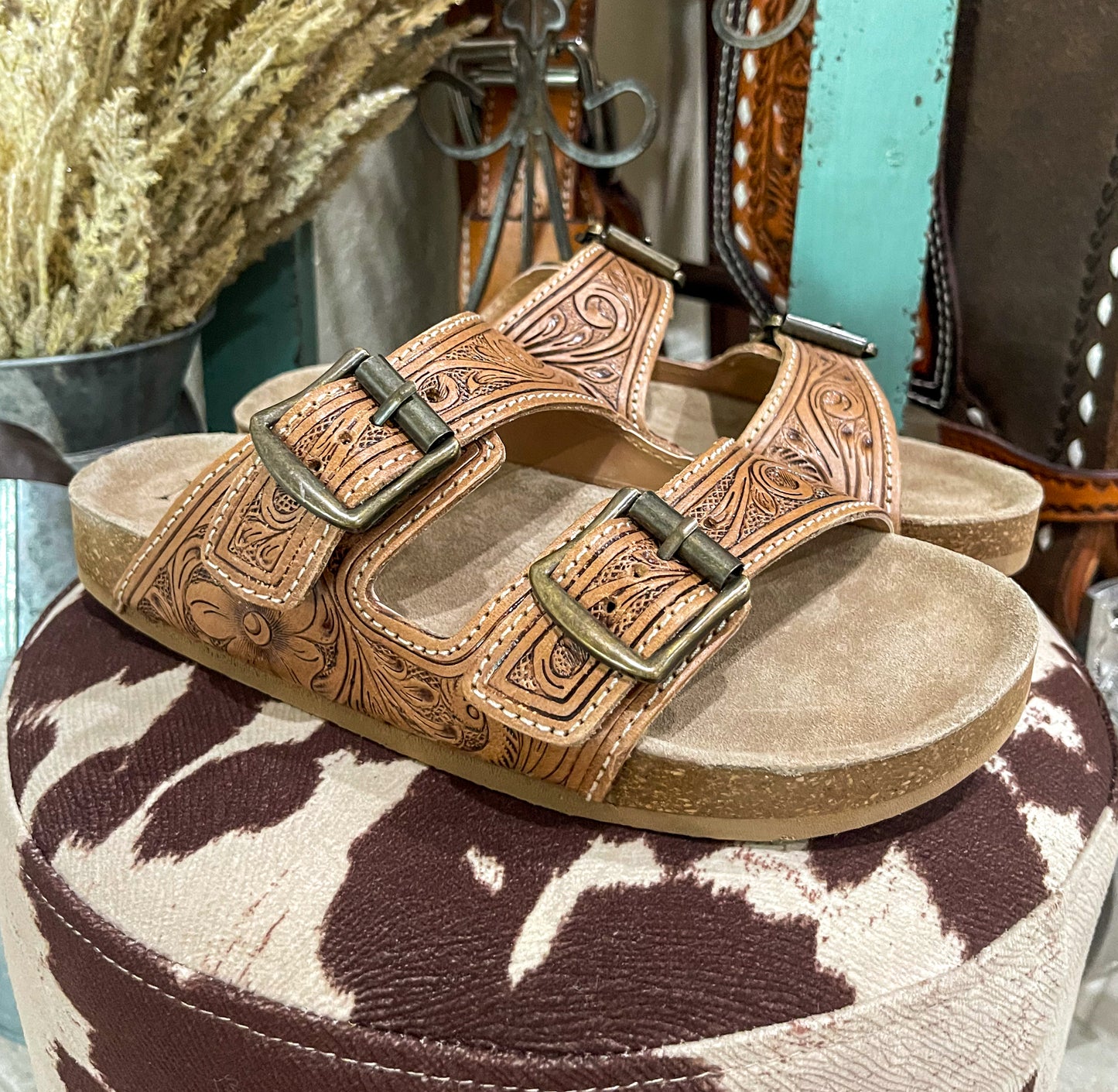 Darla Hand-Tooled Sandals