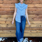 The Ruffled Cowgirl Blouse *Light Blue
