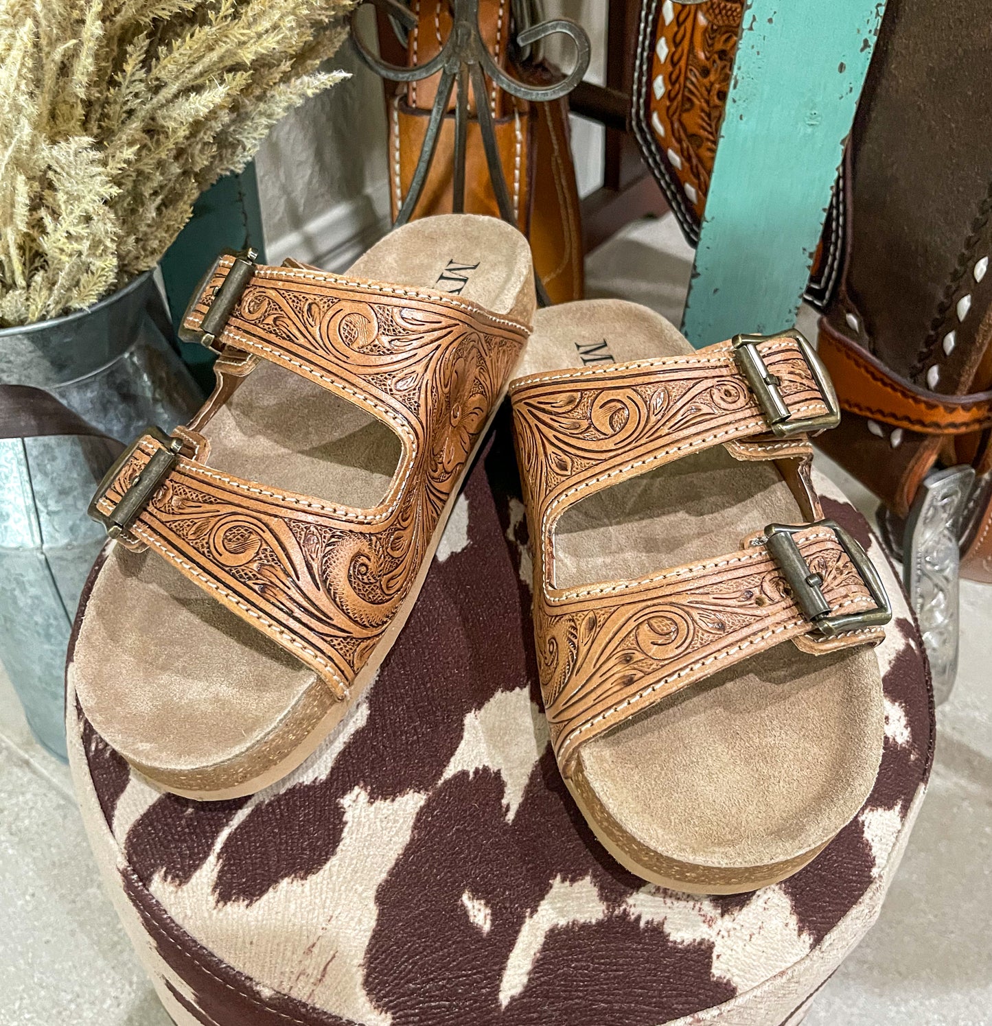 Darla Hand-Tooled Sandals