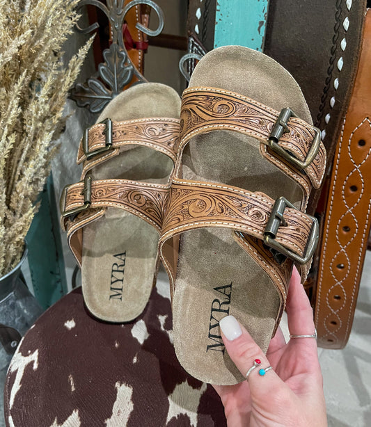 Darla Hand-Tooled Sandals