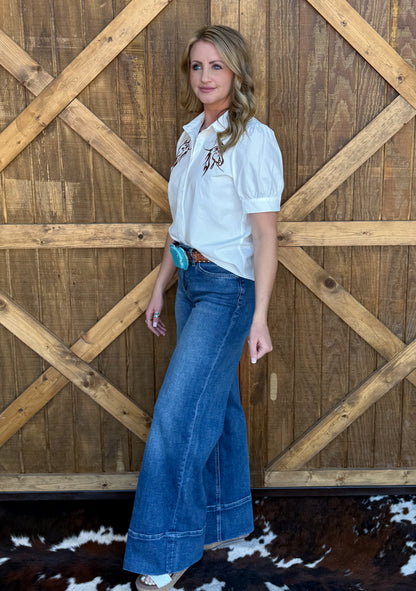 Horse Button-Up Top