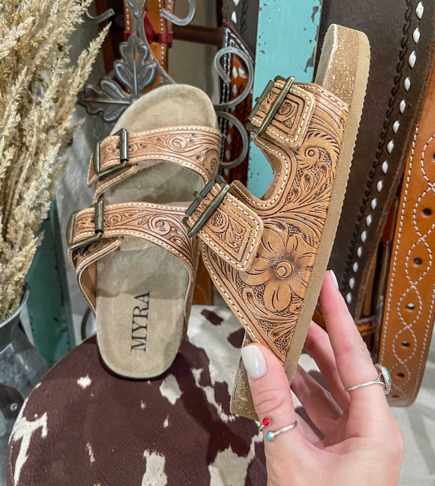 Darla Hand-Tooled Sandals