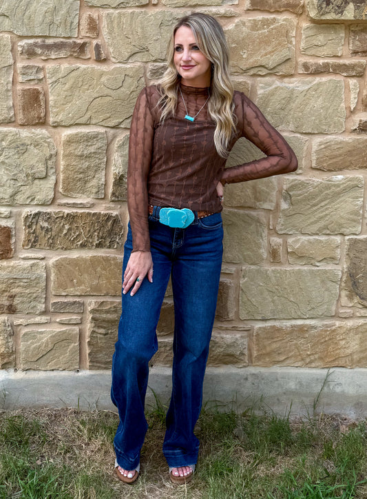 Lariat Lace Mesh Top *Chocolate