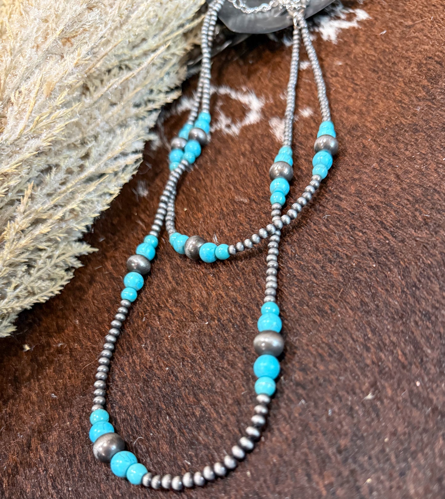 22” 2 Strand Navajo & Turquoise Necklace