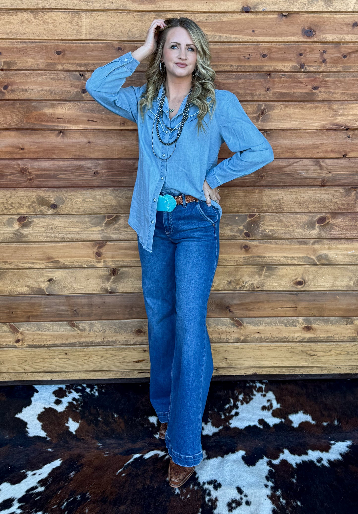 Rowdy Ruffles Denim Top *Light Wash