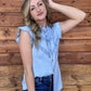 The Ruffled Cowgirl Blouse *Light Blue