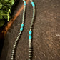 40” Silver Disc & Turquoise Necklace