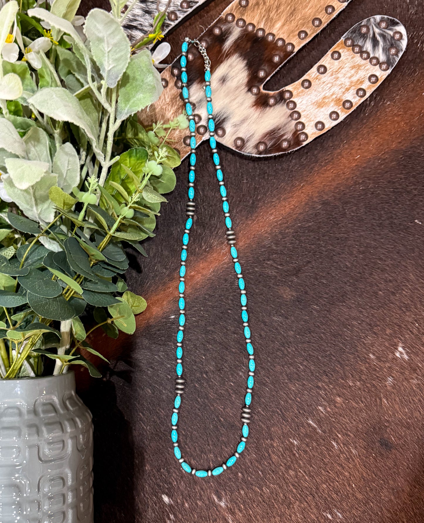 36” Turquoise & Navajo Pearls Necklace