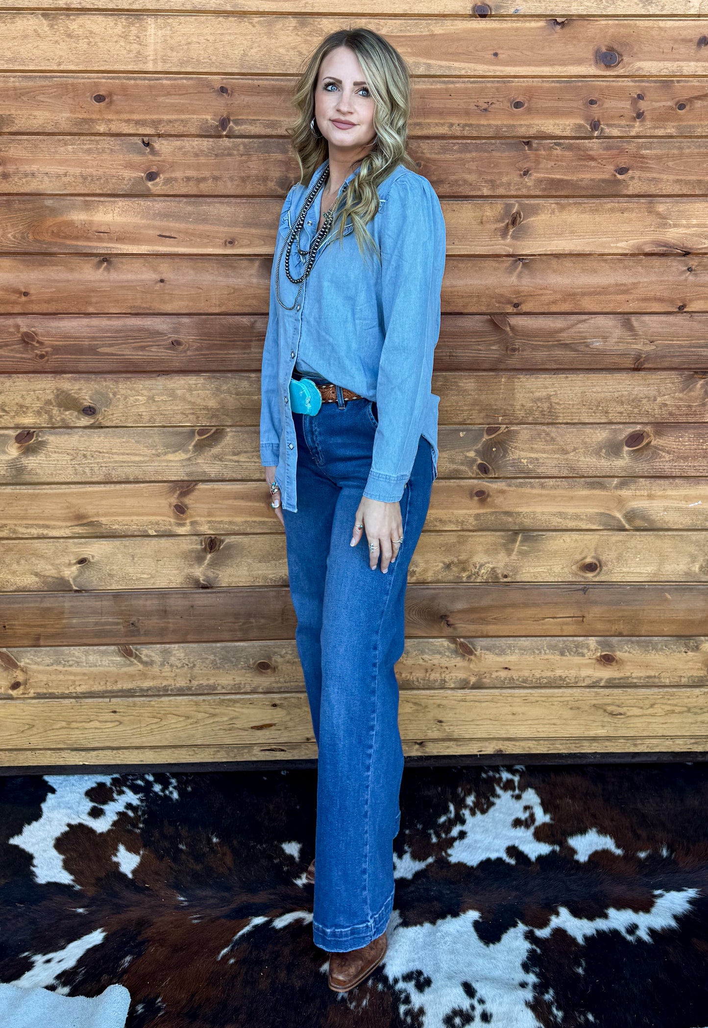 Rowdy Ruffles Denim Top *Light Wash