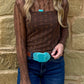 Lariat Lace Mesh Top *Chocolate