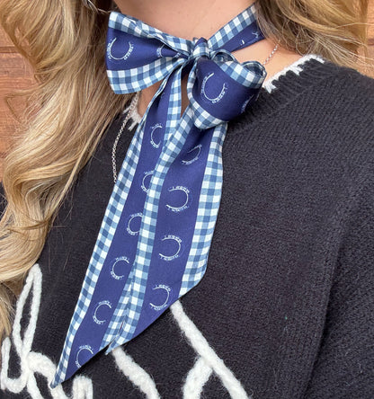 Horseshoe & Gingham Twilly *Navy
