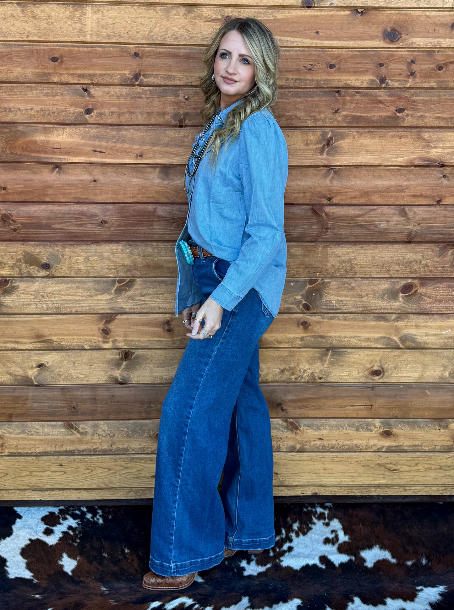 Rowdy Ruffles Denim Top *Light Wash