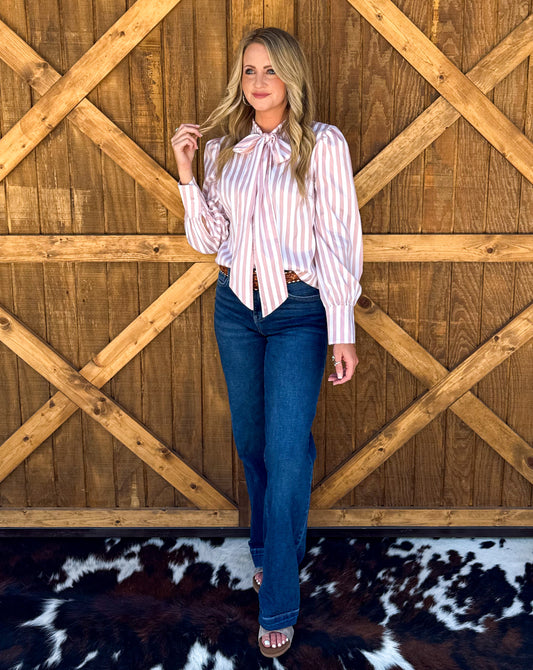 Miranda Striped Blouse *Mauve