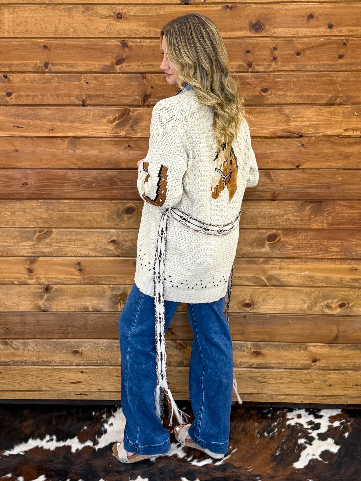 Almond Horse Knit Cardigan
