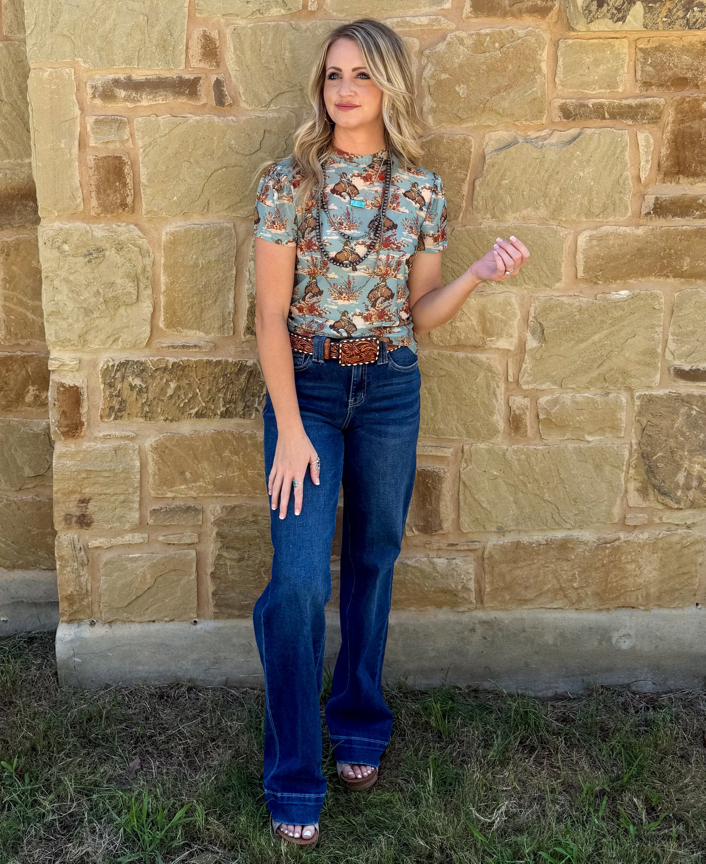 Floral Buckaroo Mesh Top