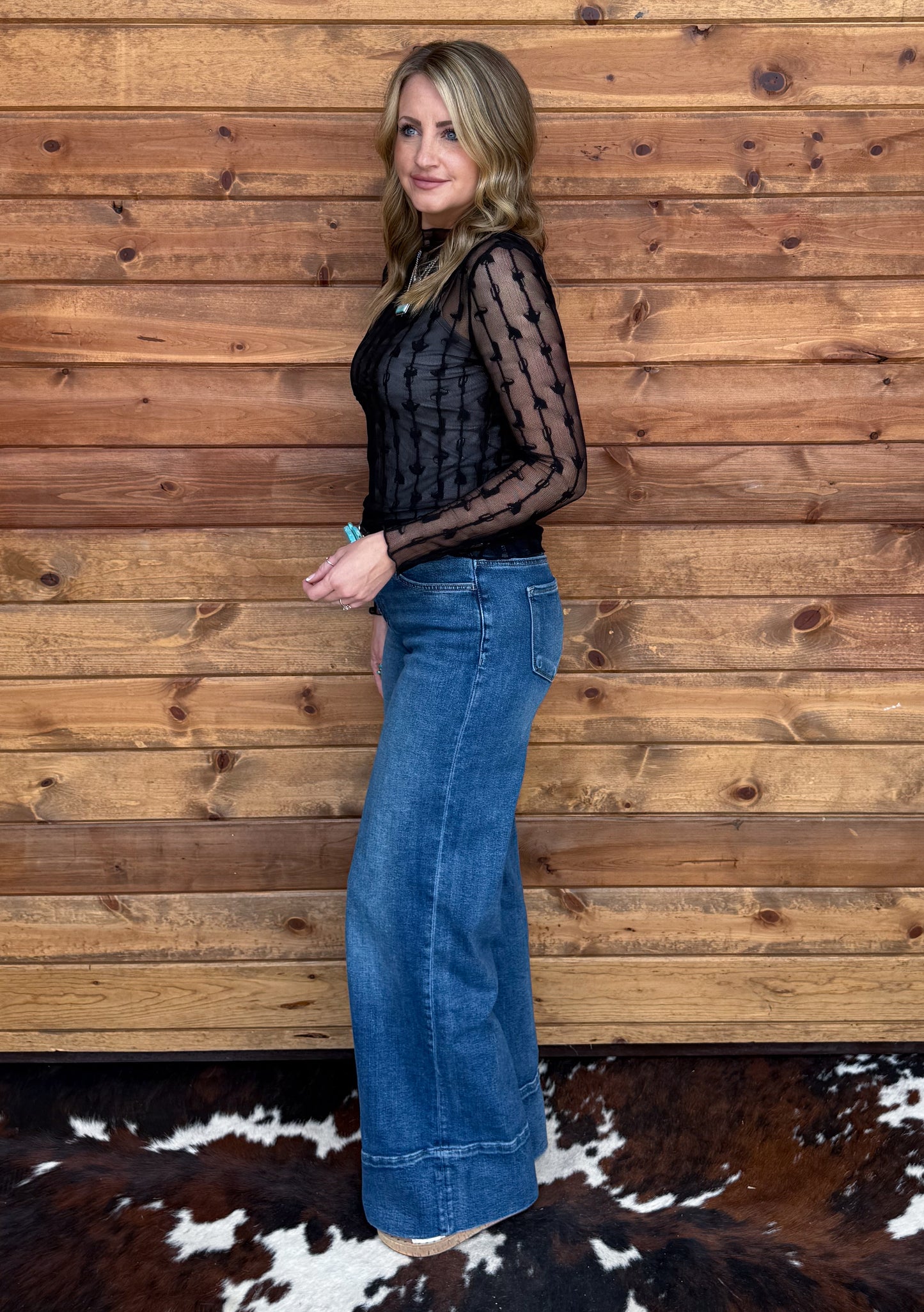 Lariat Lace Mesh Top *Midnight
